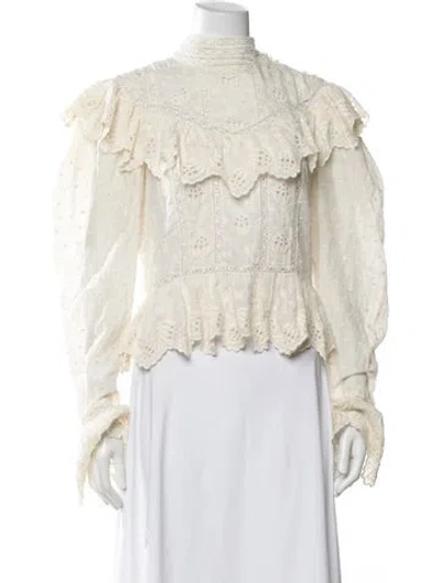 Pre-owned Ulla Johnson Lace Pattern Long Sleeve Blouse In Neutrals