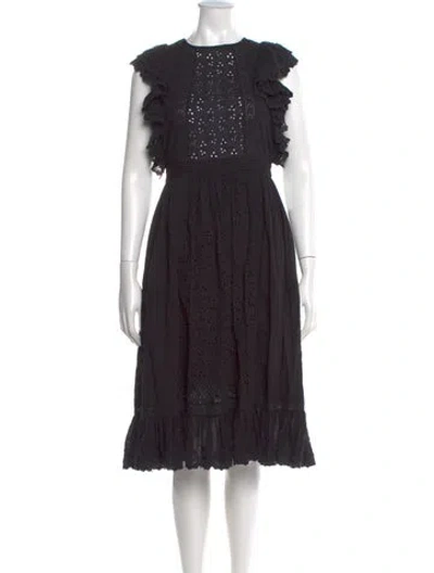 Pre-owned Ulla Johnson Lace Pattern Midi Length Dress In Black