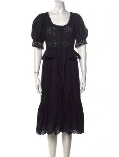 Pre-owned Ulla Johnson Lace Pattern Midi Length Dress In Black