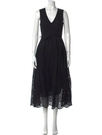 Pre-owned Ulla Johnson Lace Pattern Midi Length Dress In Black