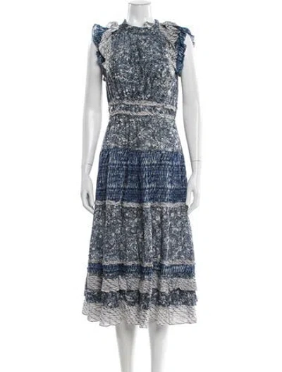 Pre-owned Ulla Johnson Lace Pattern Midi Length Dress In Blue
