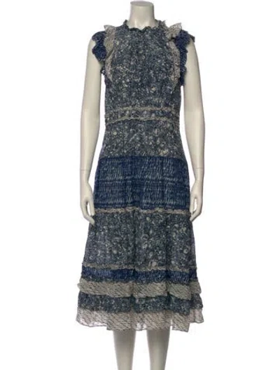 Pre-owned Ulla Johnson Lace Pattern Midi Length Dress In Blue