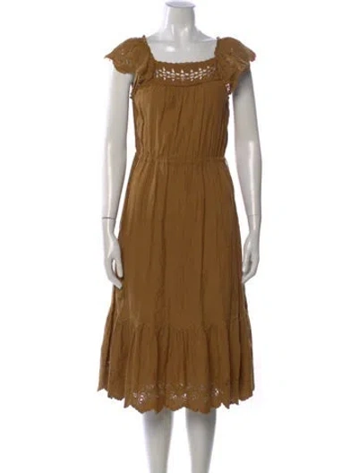 Pre-owned Ulla Johnson Lace Pattern Midi Length Dress In Brown