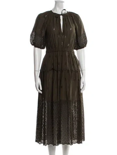 Pre-owned Ulla Johnson Lace Pattern Midi Length Dress In Green