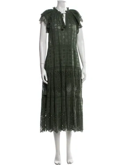 Pre-owned Ulla Johnson Lace Pattern Midi Length Dress In Green
