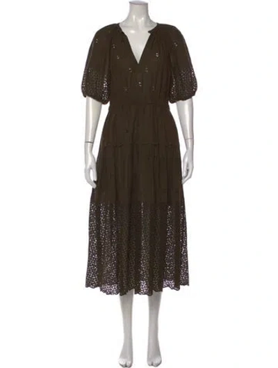Pre-owned Ulla Johnson Lace Pattern Midi Length Dress In Green