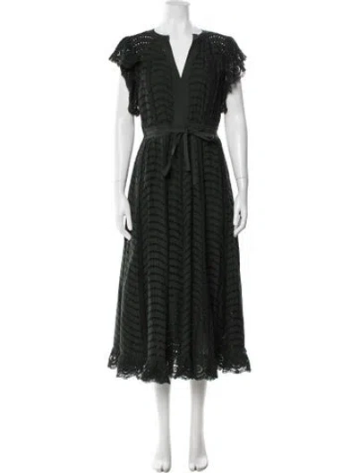 Pre-owned Ulla Johnson Lace Pattern Midi Length Dress W/ Tags In Black