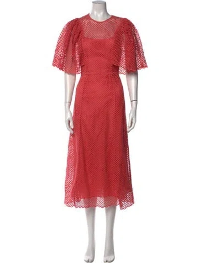 Pre-owned Ulla Johnson Lace Pattern Midi Length Dress W/ Tags In Red