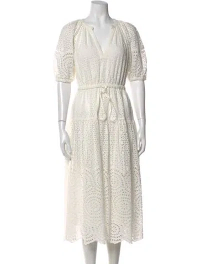 Pre-owned Ulla Johnson Lace Pattern Midi Length Dress W/ Tags In White
