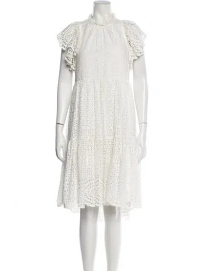 Pre-owned Ulla Johnson Lace Pattern Midi Length Dress In White