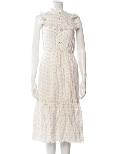 Pre-owned Ulla Johnson Lace Pattern Midi Length Dress In White