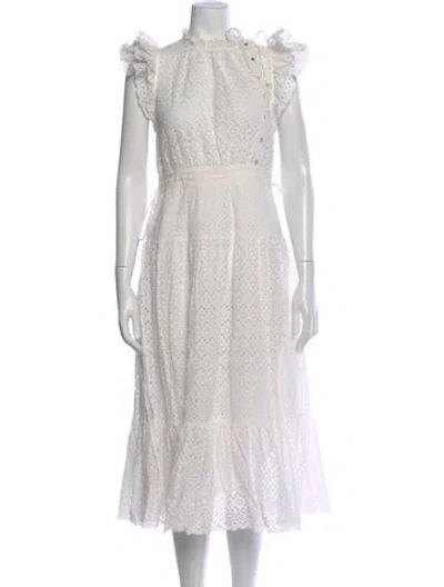 Pre-owned Ulla Johnson Lace Pattern Midi Length Dress In White