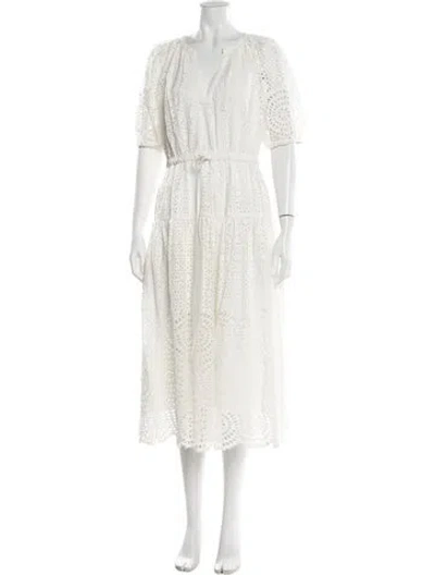 Pre-owned Ulla Johnson Lace Pattern Midi Length Dress In White