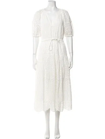 Pre-owned Ulla Johnson Lace Pattern Midi Length Dress In White