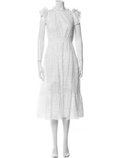 Pre-owned Ulla Johnson Lace Pattern Midi Length Dress In White