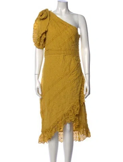 Pre-owned Ulla Johnson Lace Pattern Midi Length Dress In Yellow