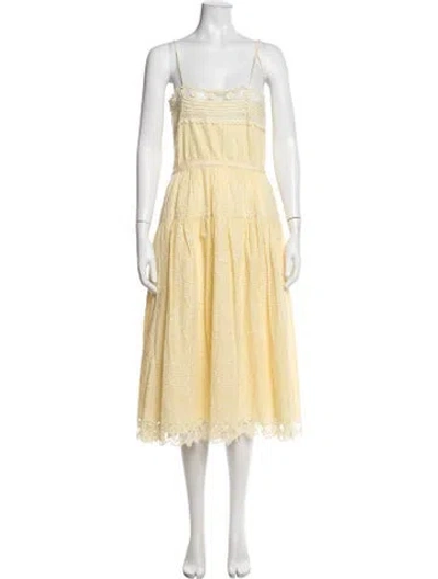 Pre-owned Ulla Johnson Lace Pattern Midi Length Dress In Yellow