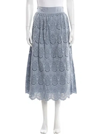 Pre-owned Ulla Johnson Lace Pattern Midi Length Skirt In Blue