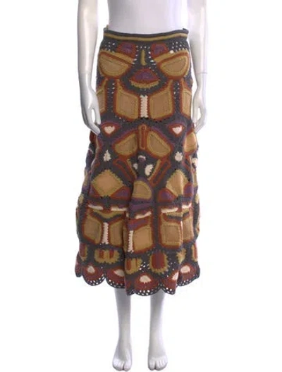 Pre-owned Ulla Johnson Lace Pattern Midi Length Skirt In Gray