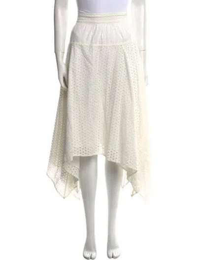 Pre-owned Ulla Johnson Lace Pattern Midi Length Skirt In White