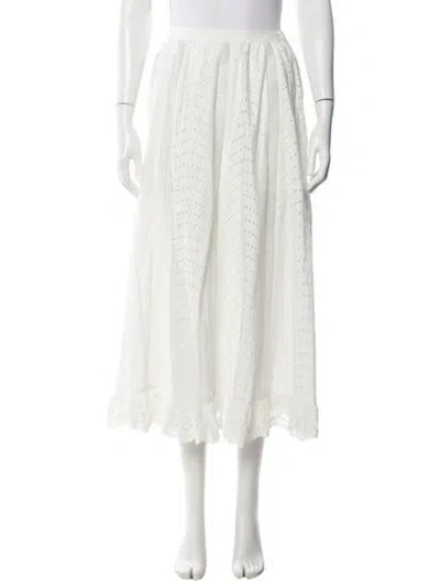 Pre-owned Ulla Johnson Lace Pattern Midi Length Skirt In White