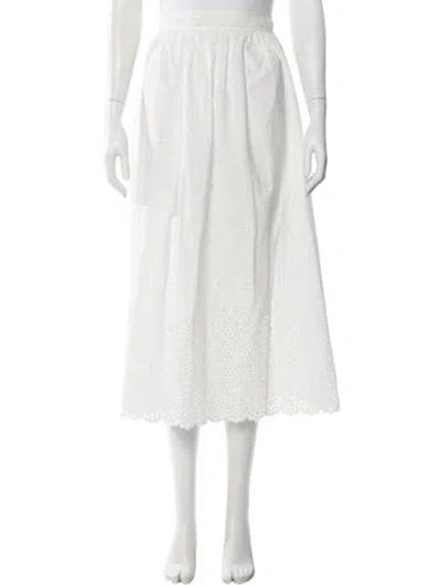 Pre-owned Ulla Johnson Lace Pattern Midi Length Skirt In White