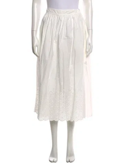 Pre-owned Ulla Johnson Lace Pattern Midi Length Skirt In White