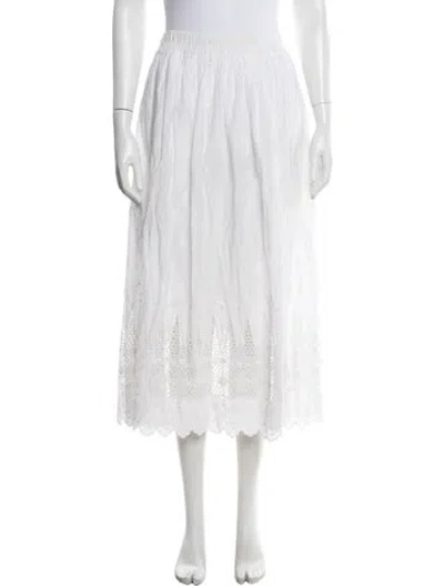 Pre-owned Ulla Johnson Lace Pattern Midi Length Skirt In White