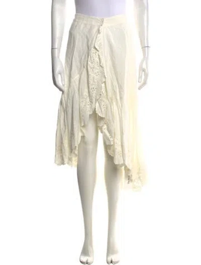 Pre-owned Ulla Johnson Lace Pattern Midi Length Skirt In White