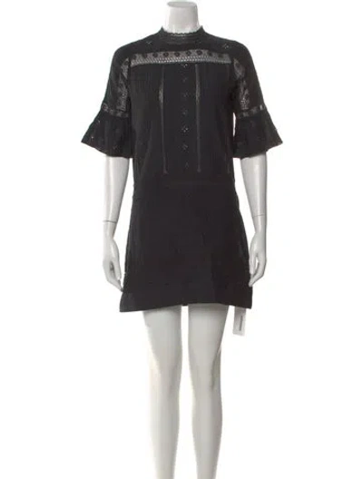 Pre-owned Ulla Johnson Lace Pattern Mini Dress In Black