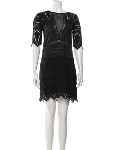 Pre-owned Ulla Johnson Lace Pattern Mini Dress In Black