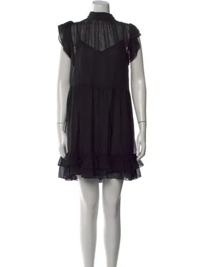 Pre-owned Ulla Johnson Lace Pattern Mini Dress In Black