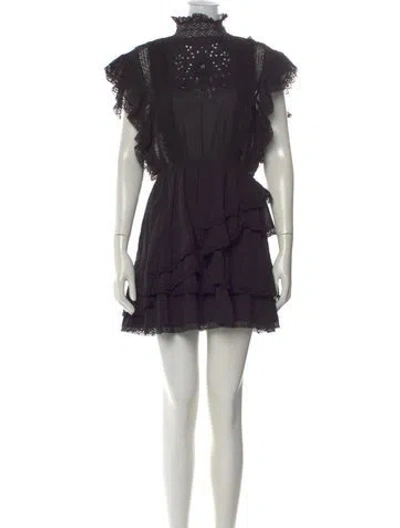 Pre-owned Ulla Johnson Lace Pattern Mini Dress In Black