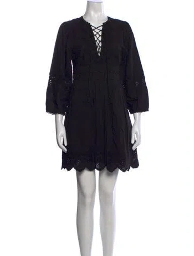 Pre-owned Ulla Johnson Lace Pattern Mini Dress In Black