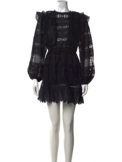 Pre-owned Ulla Johnson Lace Pattern Mini Dress In Black