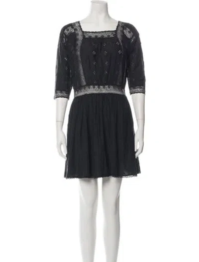 Pre-owned Ulla Johnson Lace Pattern Mini Dress In Black