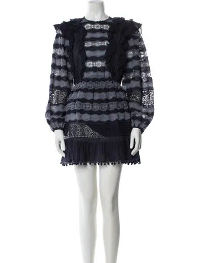 Pre-owned Ulla Johnson Lace Pattern Mini Dress In Blue