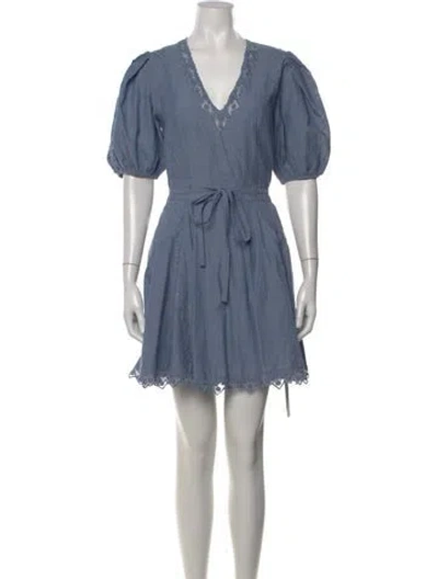 Pre-owned Ulla Johnson Lace Pattern Mini Dress In Blue