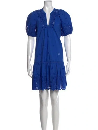 Pre-owned Ulla Johnson Lace Pattern Mini Dress In Blue