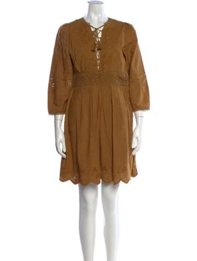 Pre-owned Ulla Johnson Lace Pattern Mini Dress In Brown