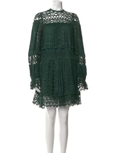 Pre-owned Ulla Johnson Lace Pattern Mini Dress In Green
