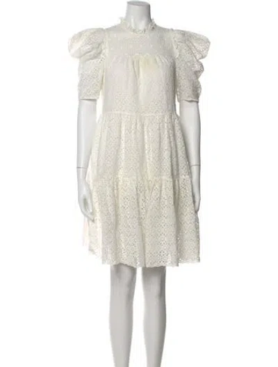 Pre-owned Ulla Johnson Lace Pattern Mini Dress In White