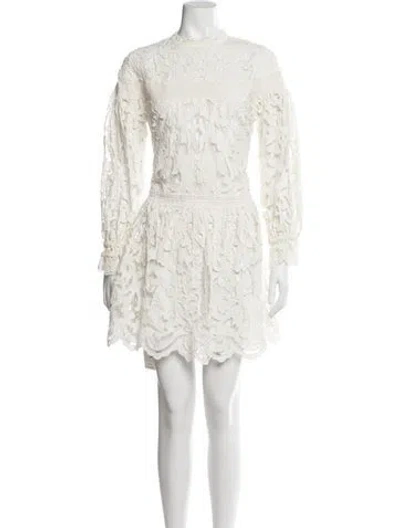 Pre-owned Ulla Johnson Lace Pattern Mini Dress In White