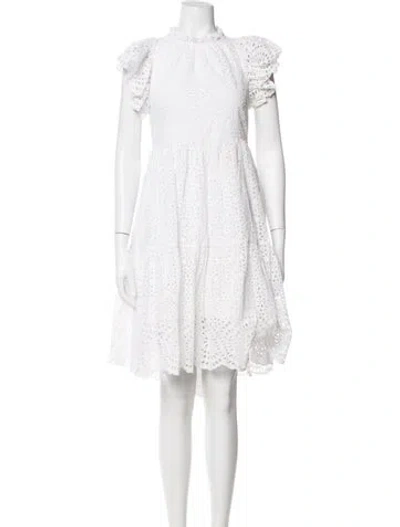 Pre-owned Ulla Johnson Lace Pattern Mini Dress In White