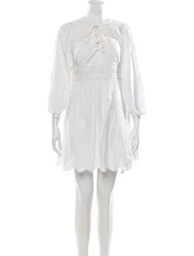 Pre-owned Ulla Johnson Lace Pattern Mini Dress In White