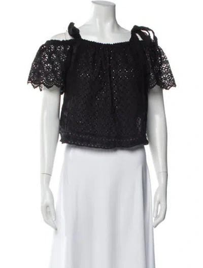 Pre-owned Ulla Johnson Lace Pattern Off-the-shoulder Blouse In Black