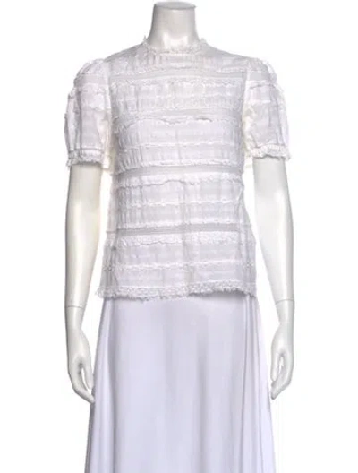 Pre-owned Ulla Johnson Lace Pattern Short Sleeve Blouse In Neutral