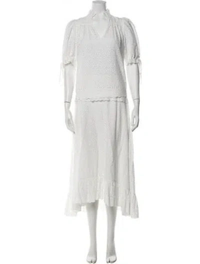 Pre-owned Ulla Johnson Lace Pattern Skirt Set In White