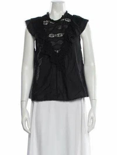 Pre-owned Ulla Johnson Lace Pattern Sleeveless Blouse In Black