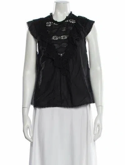 Pre-owned Ulla Johnson Lace Pattern Sleeveless Blouse In Black